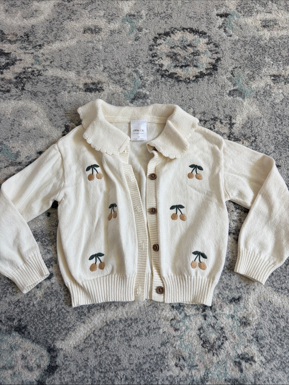 Little Co. by Lauren Conrad Embroidered Cherry Ruffle Collar Sweater